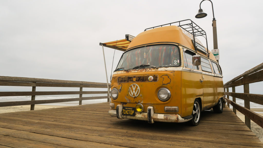 vw bus on pier